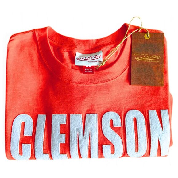 MITCHELL & NESS Men's NCAA Clemson Tigers Orange Embroidered T-Shirt Size XL NEW - Picture 6 of 6